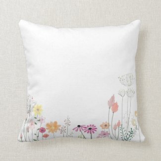 Simple Floral Watercolor Throw Pillow