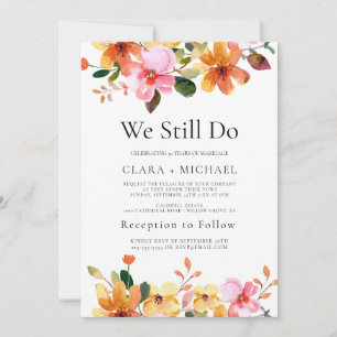 Simple Floral "We Still Do" Vow Renewal Invitation
