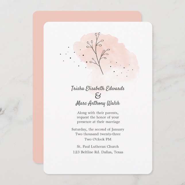 Simple Floral Wedding Invitation (Front/Back)