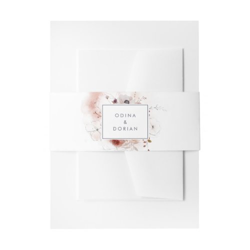 Simple Floral Wedding Invitation Belly Band
