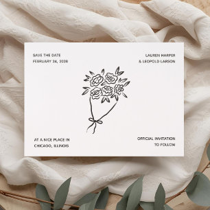 Simple Floral Wedding Save the Date Letterpress  Photo Cards