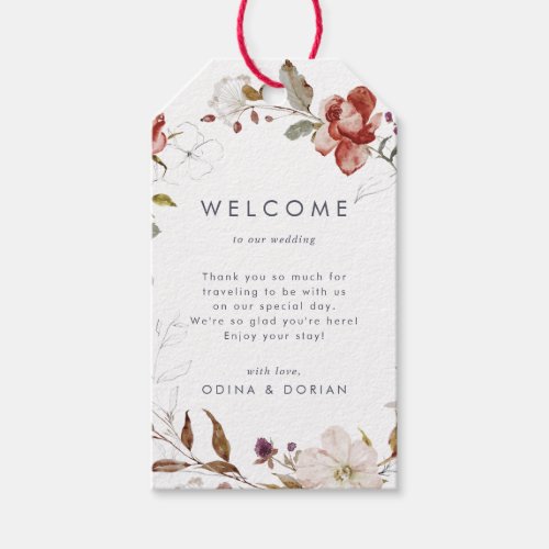 Simple Floral Wedding Welcome Gift Tags