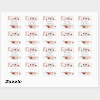 White and Black Greenery Wedding Envelope Stickers, Zazzle