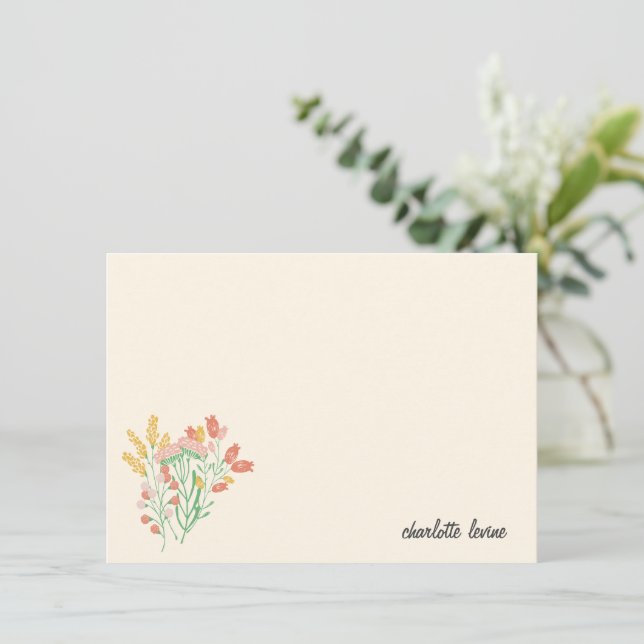 Simple Floral Wildflowers Personalized Stationery Thank You Card (Standing Front)