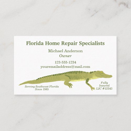 Simple Florida Gator Alligator Illustration Business Card