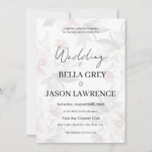 Simple flower Black & White Wedding Invitation