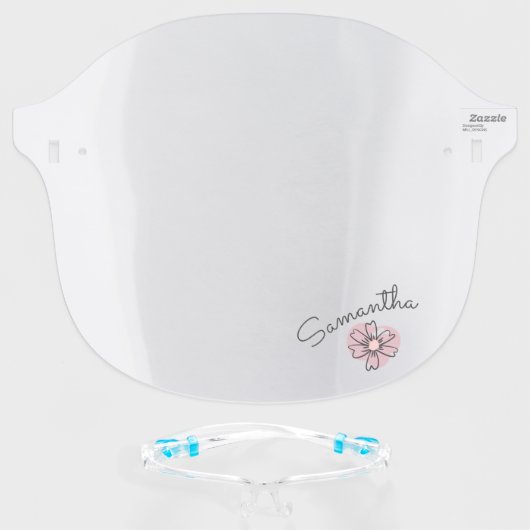 Simple Flower Girly Personalized Face Shield (Front w/Glasses)