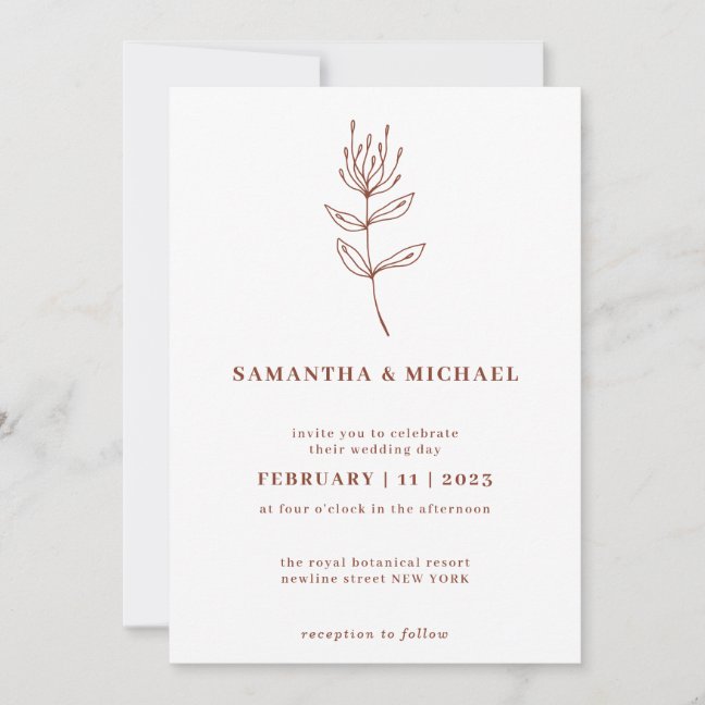 Simple Flower Leaf handdrawn illustration unique Invitation