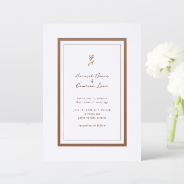 Simple Flower Letterpress Invitation (Front (Into))