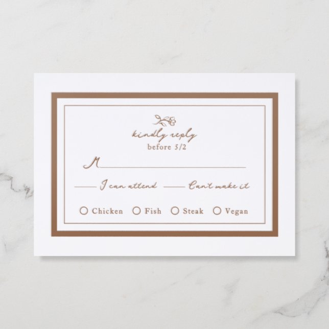 Simple Flower Letterpress RSVP Cards (Front)