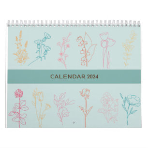 SIMPLE FLOWER LINE ART DESIGN   RETRO BIBLE VERSE CALENDAR