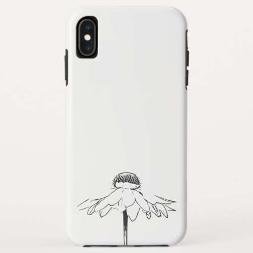 Simple Flower Line Drawing in Black and White iPhone XS Max Case