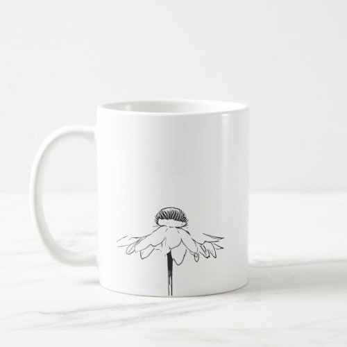 Simple Flower Line Drawing in Black and White Coffee Mug
