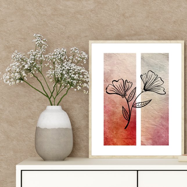 Simple Flower Outline Vibrant Color Background Poster (Creator Uploaded)