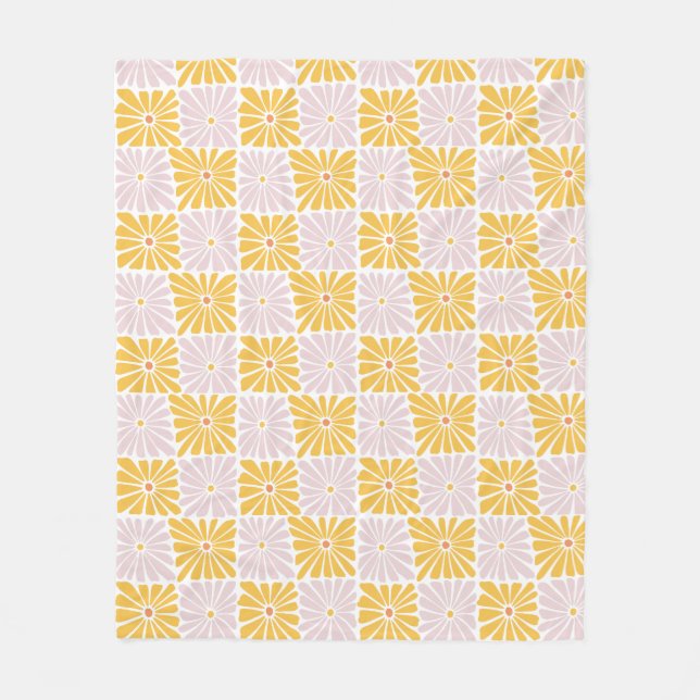 Simple Flower Patterned Orange Fleece Blanket (Front)