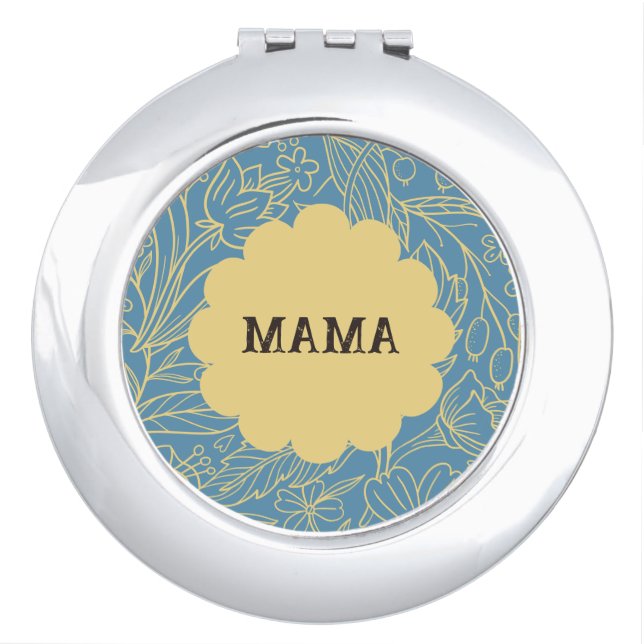 Simple Flower Print Personalized Cosmetic Bag Compact Mirror (Front)