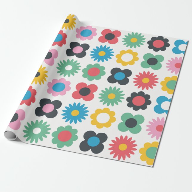 Simple flower seamless pattern design. Scandinavia Wrapping Paper (Unrolled)