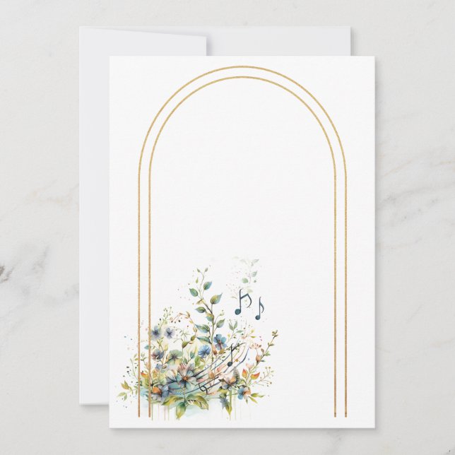Simple flowers and music notes Blank  Invitation (Front)