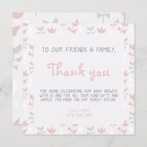 Simple flowers baby shower invitation card