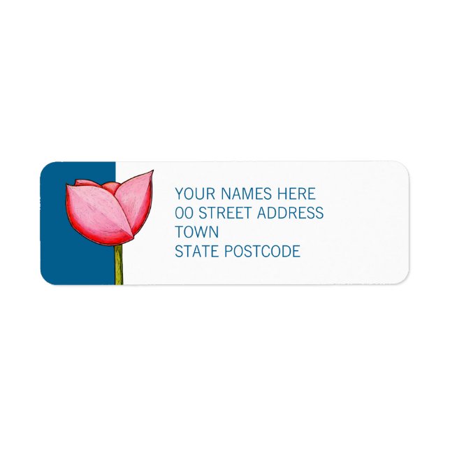 Simple Flowers blue Return Address Label (Front)