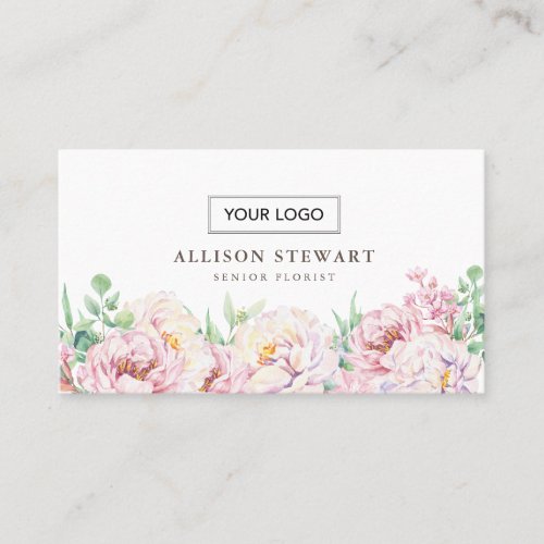 Simple Flowers Business Card with QR code