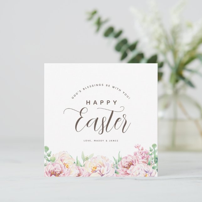 Simple Flowers Easter Personalized Greeting Card (Standing Front)
