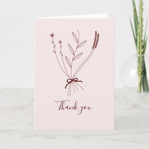 Simple Flowers Elegant Folded Thank You Card