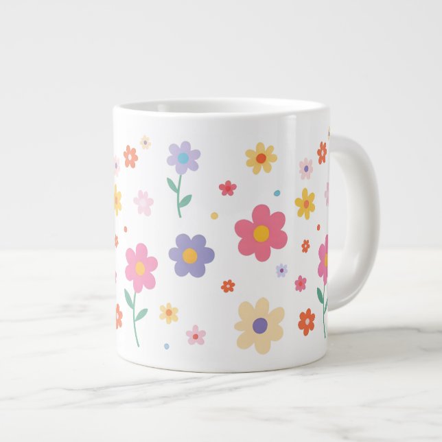 Simple Flowers Giant Coffee Mug (Front Right)