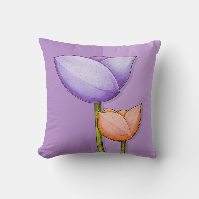 Simple Flowers purple orange Cushion (Front)