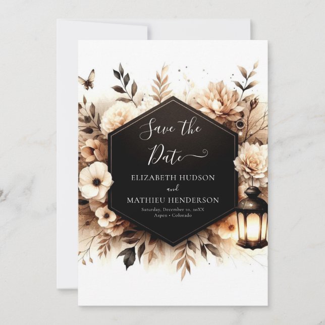 Simple Flowers Rustic Wedding Save The Date (Front)