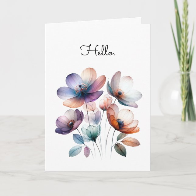 Simple Flowers Watercolor Illustration Greeting Card (Front)