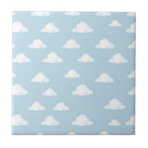 Simple Fluffy Clouds Sky Nursery Kids Pattern Ceramic Tile