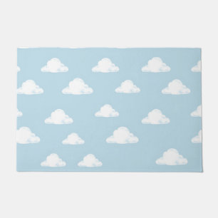 Simple Fluffy Clouds Sky Nursery Kids Pattern Doormat