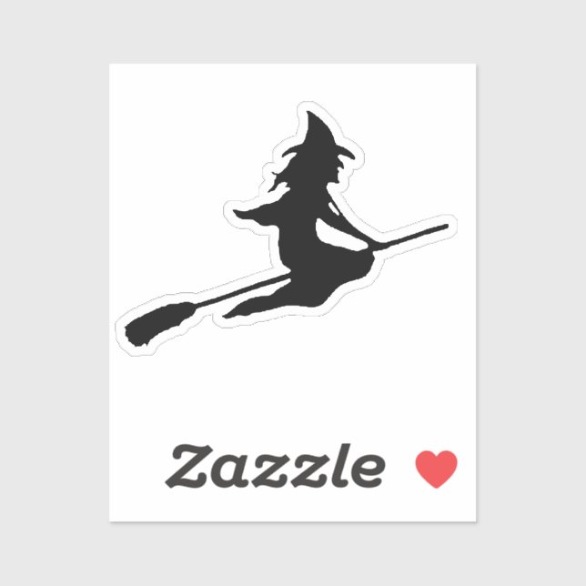 Simple Flying Witch on Broom silhouette Sticker (Sheet)