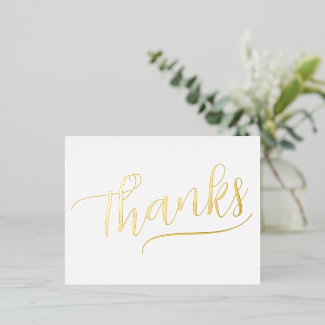 Simple Foil Hand Written Script Thanks Card (Standing Front)