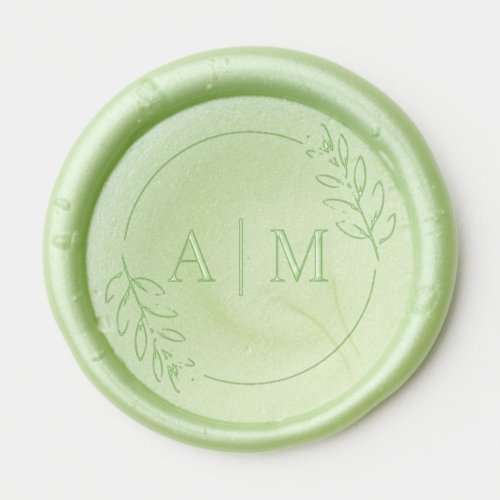 Simple folage border initial monogram wax seal sticker