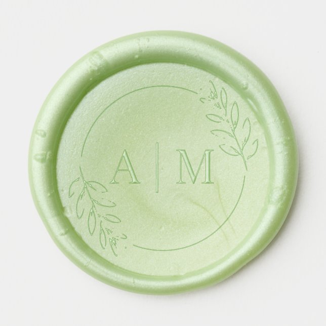 Simple folage border initial monogram wax seal sticker (Front)