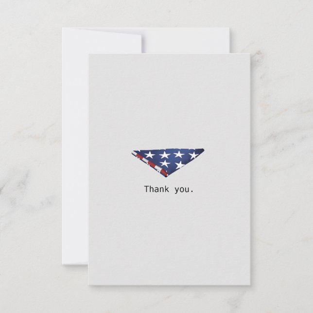 Simple folded American flag veteran thank you Card (Front)