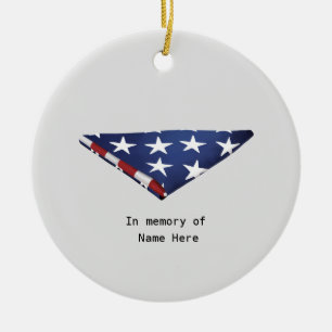 Simple folded American flag veterans design Ceramic Ornament