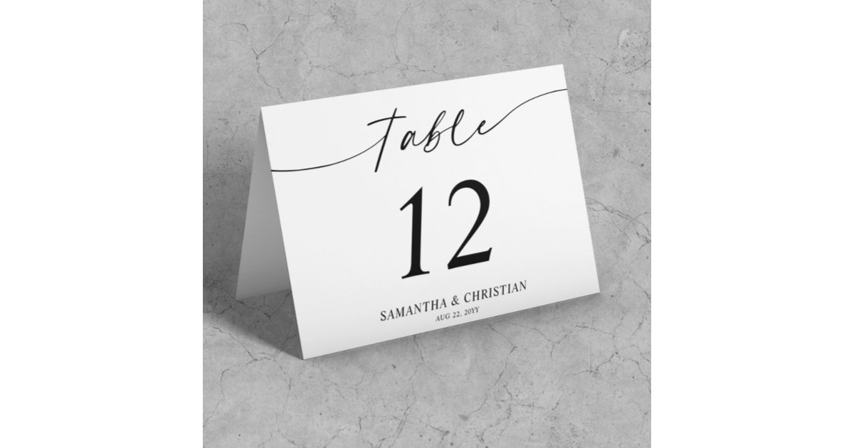 Simple Folded Tent Wedding Table Number card | Zazzle