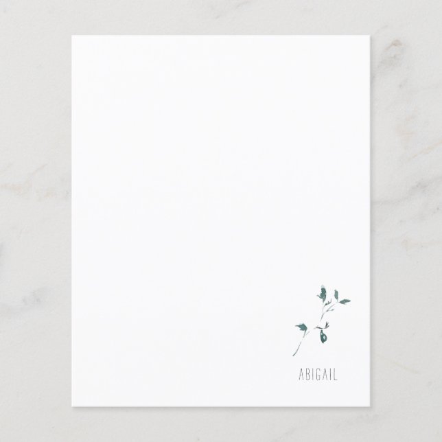 Simple Foliage Custom Monogram Blank Paper (Front)