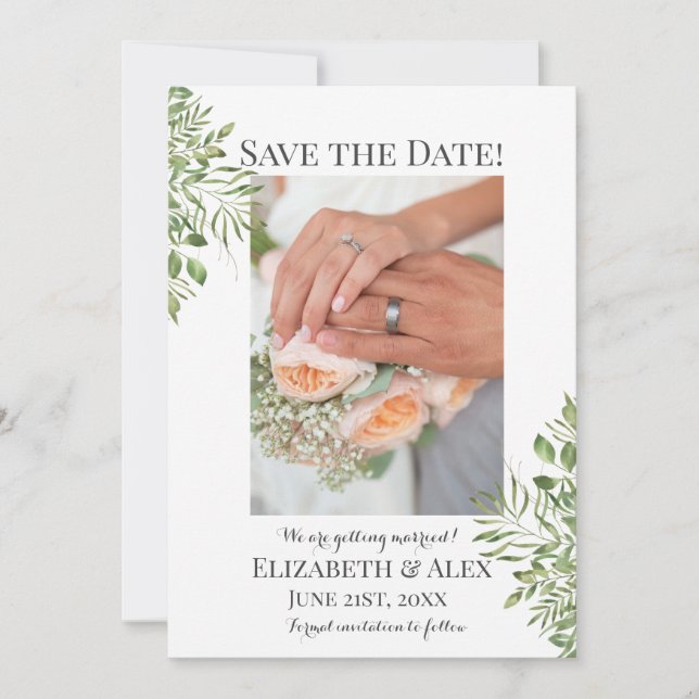 Simple Foliage, Engagement Photo Save the Date (Front)