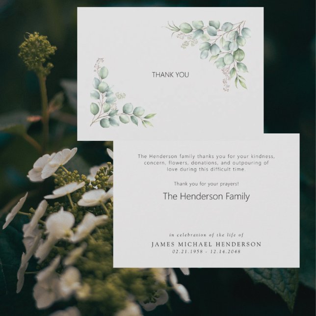 Simple Foliage Funeral Personalized Thank You Card (Creator Uploaded)