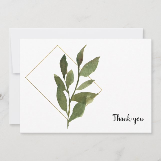 Simple Foliage Funeral White Thank You Card (Front)