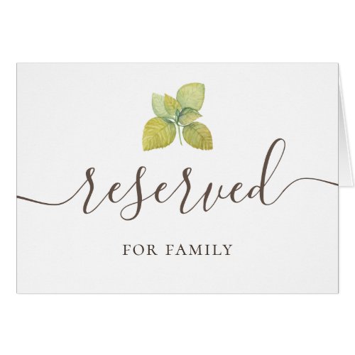 Simple foliage leaves script wedding reserved sign
