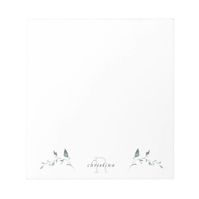Simple Foliage Monogram  Notepad (Front)