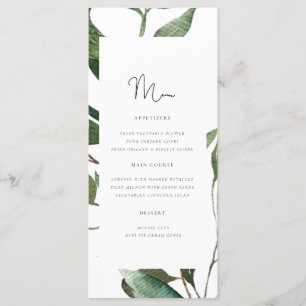 Simple Foliage Monogram Wedding Menu