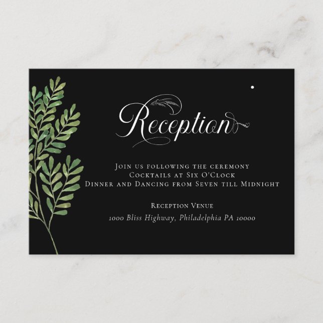 Simple Foliage Reception Details Enclosure Card (Front)