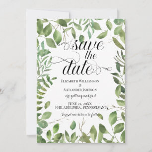 Simple Foliage, Save the Date Wedding