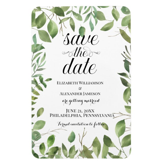 Simple Foliage /Save The Date /Wedding Magnet (Vertical)